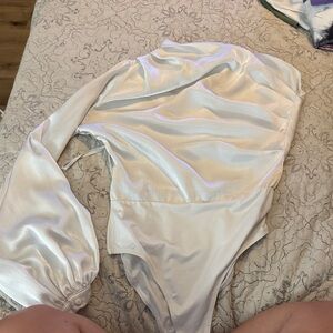 Elegant White Satin Bodysuit